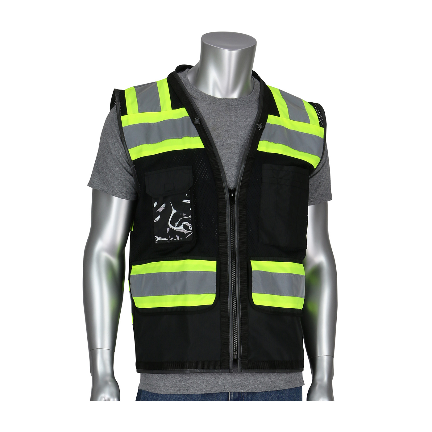 PIP ANSI Type O Class 1 Black Two-Tone 11 Pocket Mesh Vest from GME Supply