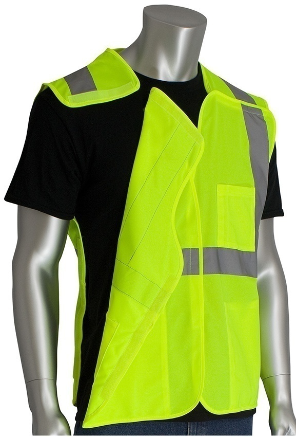 PIP ANSI Type R Class 2 Lime 3 Pocket Solid Breakaway Vest (General) from GME Supply
