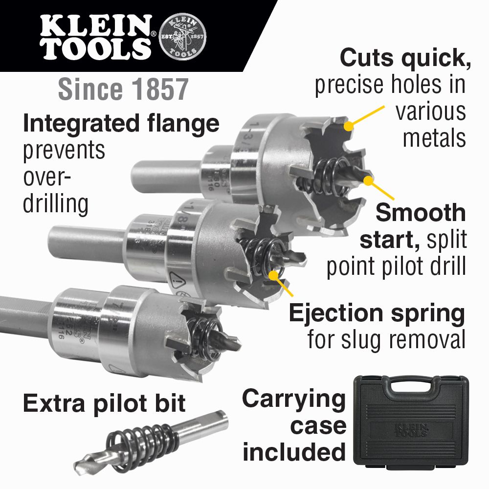 Klein Tools Carbide Hole Cutter Kit - 4 Piece from GME Supply