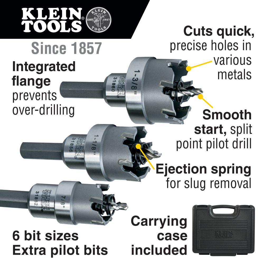 Klein Tools Master Electrician Hole Cutter Kit - 8 Piece from GME Supply