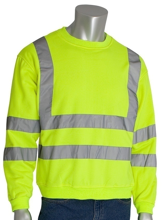 PIP ANSI Type R Class 3 Crew Neck Lime Sweatshirt (General) from GME Supply