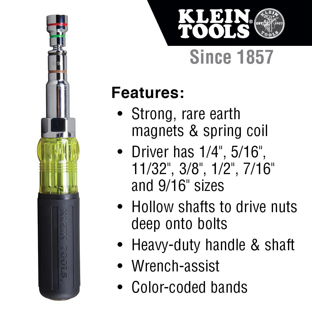 Klein Tools 32807MAG 7-In-1 Magnetic Nut Driver from GME Supply