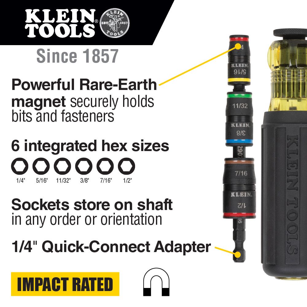 Klein Tools 32900 7-in-1 Impact Flip Socket with Handle from GME Supply
