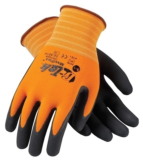 MaxiFlex Ultimate 34-8014 Hi-Vis Nitrile Coated Nylon Gloves, 12 Pairs from GME Supply