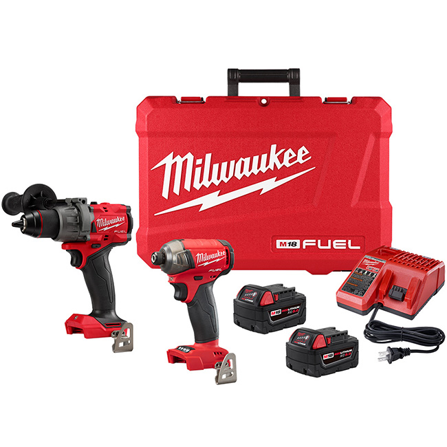 Milwaukee M18 Cordless 2-Tool Combo Kit with 1/2 Inch Hammer Drill and Hex Hydraulic Driver from GME Supply