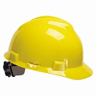 MSA V-Gard Protective Hard Cap w/Fas-Trac Ratchet Suspension-Yellow from GME Supply