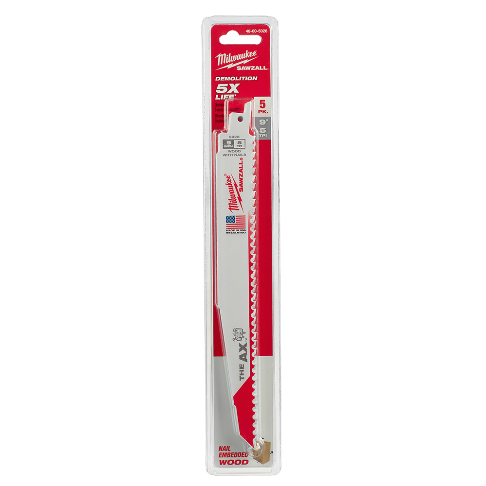Milwaukee 5 TPI Wood with Nails AX SAWZALL Blade (5 Pack