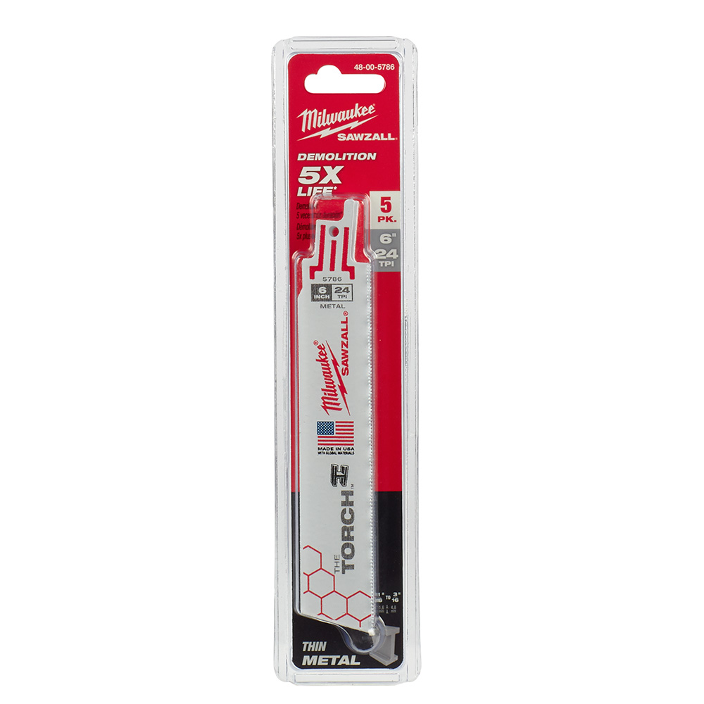 Milwaukee 24 TPI Metal Demolition Torch SAWZALL Blade (5 Pack) from GME Supply