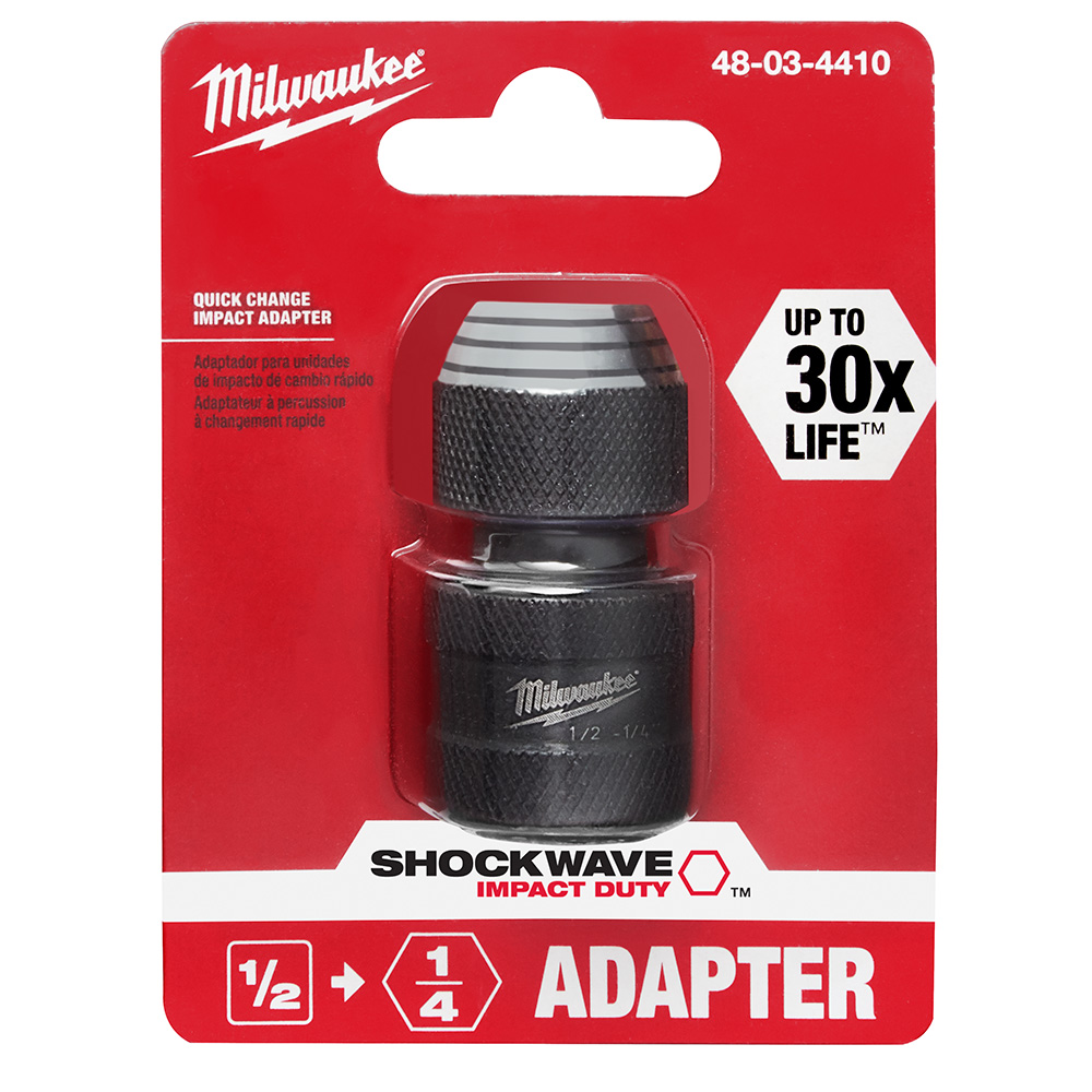 Milwaukee SHOCKWAVE 1/2 Inch Square to 1/4 Inch Hex Adapter from GME Supply
