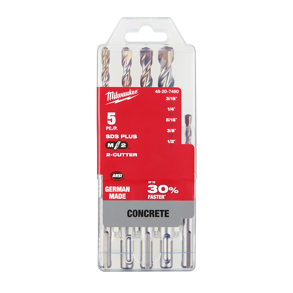 Milwaukee 5PC SDS-Plus Bit Kit - 48-20-7490 from GME Supply