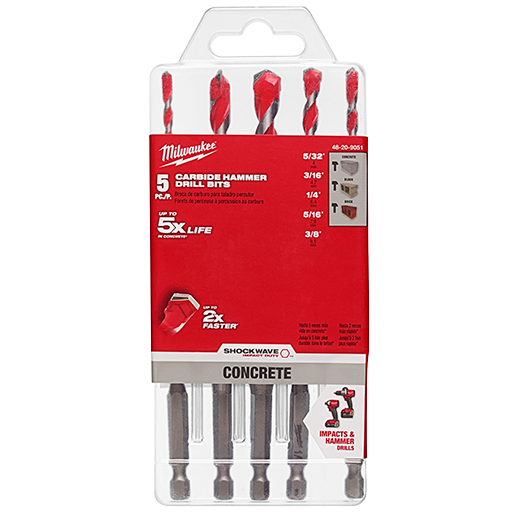 Milwaukee SHOCKWAVE Carbide Hammer Drill Bit 5 Piece Set from GME Supply