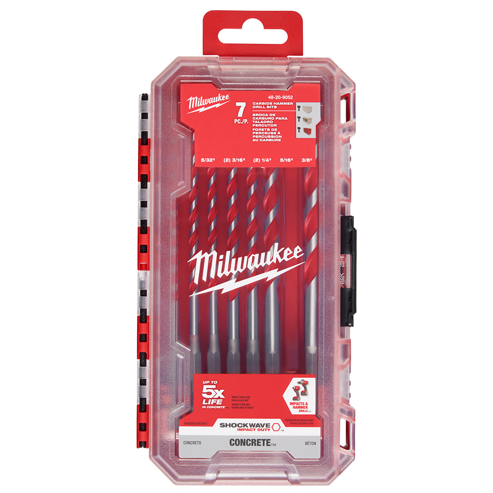 Milwaukee SHOCKWAVE Carbide Hammer Drill Bit Kit - 7 Piece from GME Supply