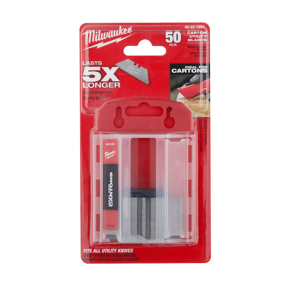 Milwaukee Carton Utility Knife Blades with Dispenser (50 Pack) from GME Supply