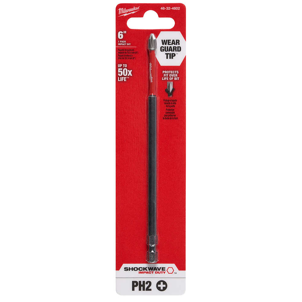 Milwaukee SHOCKWAVE 6 Inch Impact #2 Phillips Bits - GME Supply