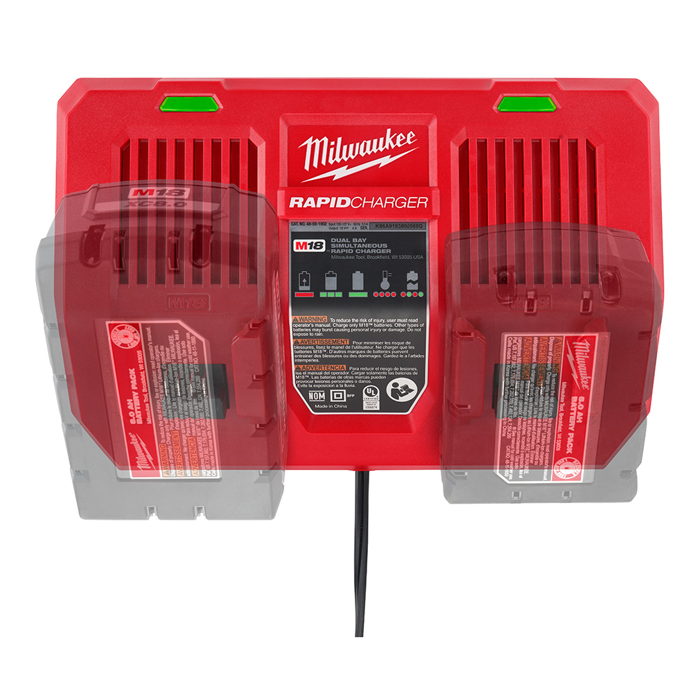 Milwaukee M18 Dual Bay Simultaneous Rapid ChargerMilwaukee M18 Dual Bay Simultaneous Rapid Charger from GME Supply