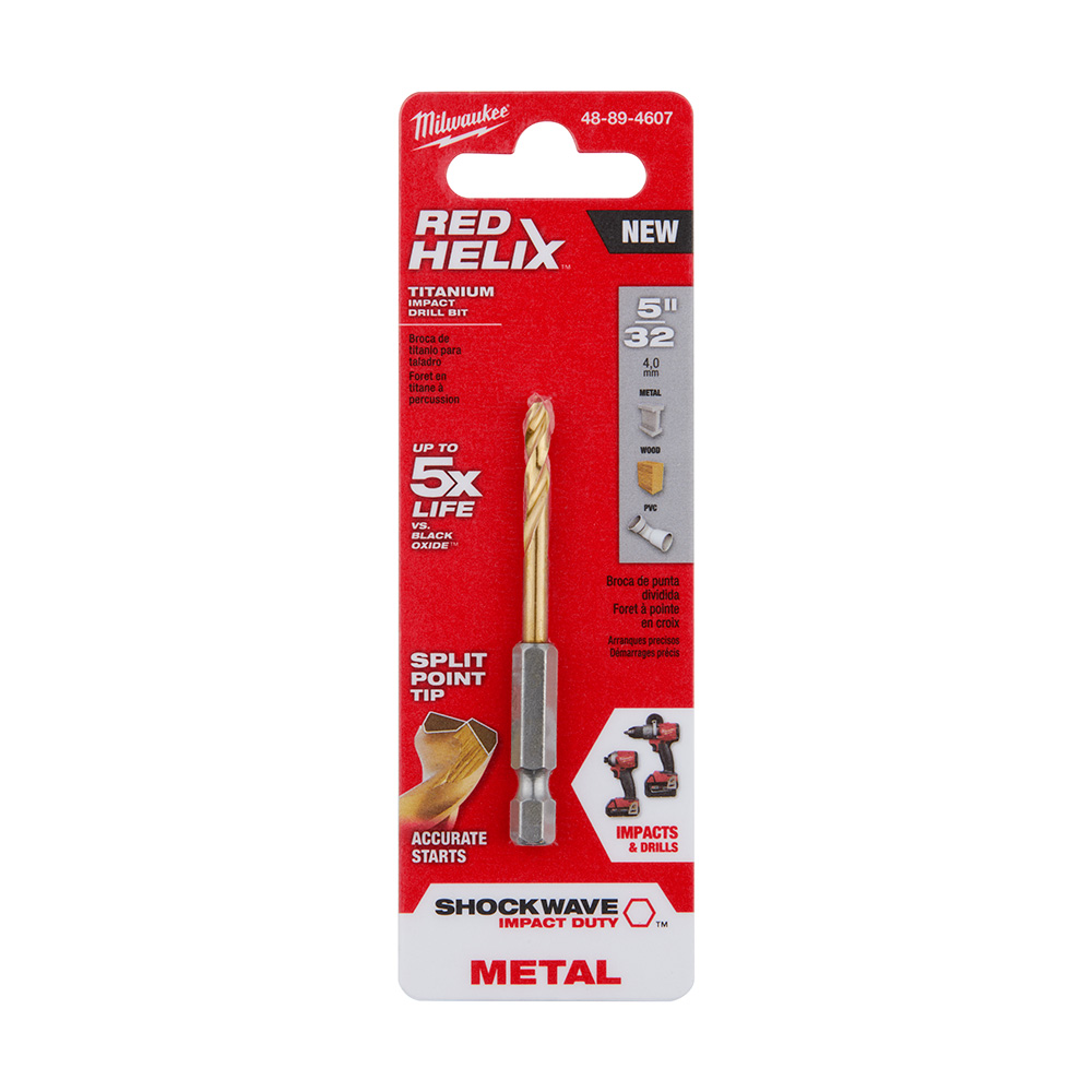 Milwaukee 5/32 inch SHOCKWAVE RED HELIX Hex Drill Bit from GME Supply