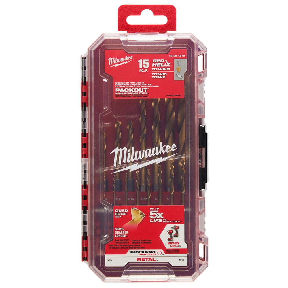 Milwaukee SHOCKWAVE Impact Duty RED HELIX Titanium 15-Piece Drill Bit