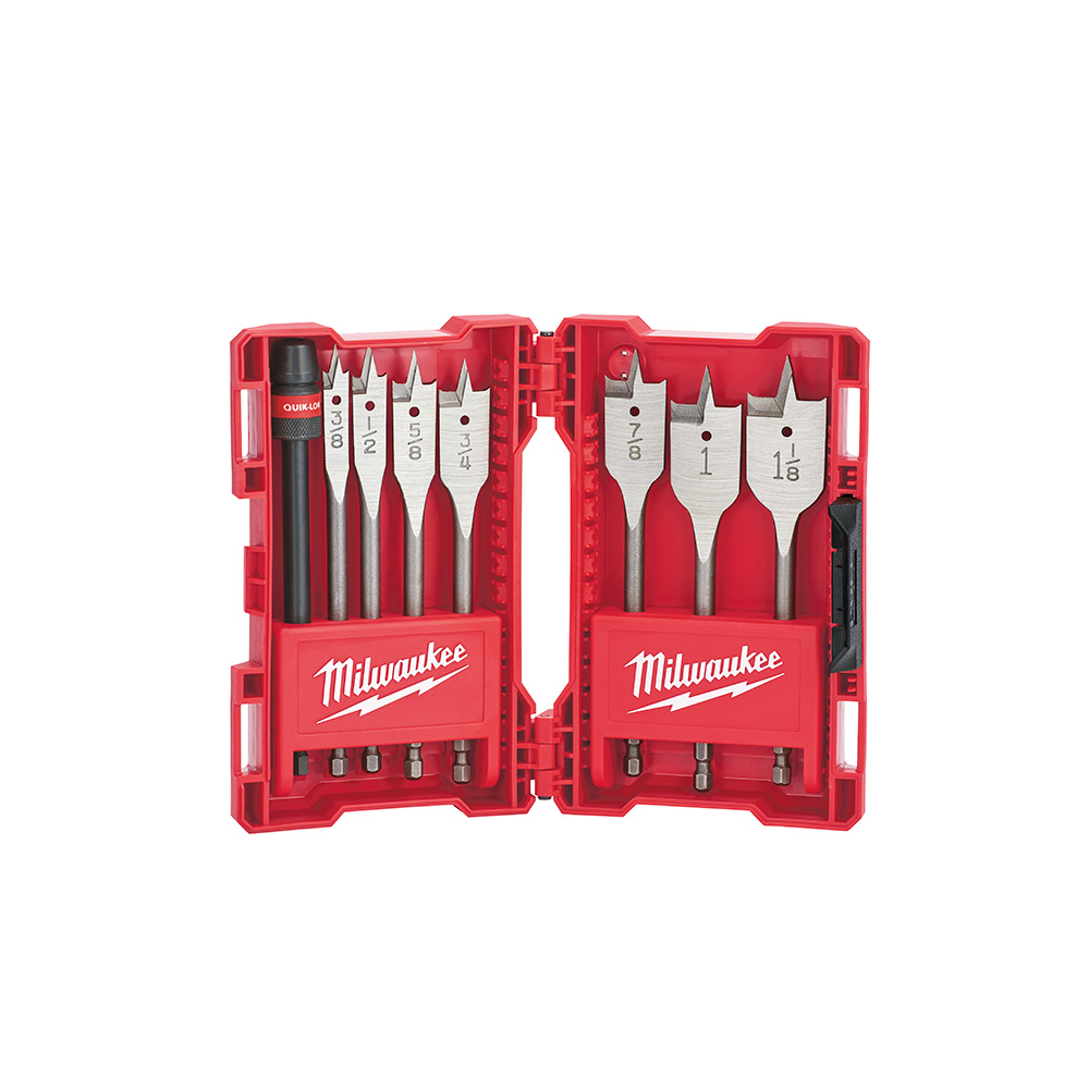 Milwaukee 6 Inch Flat Boring Bit 8 Piece Universal Set from GME Supply