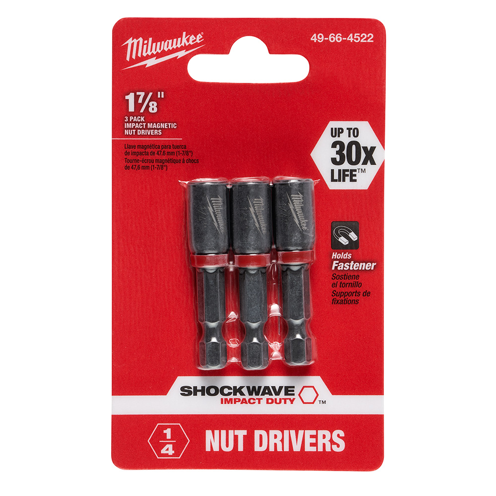 Milwaukee 49-66-4522 Shockwave Magnetic Nut Driver - 1/4 in. - 3 Pack from GME Supply
