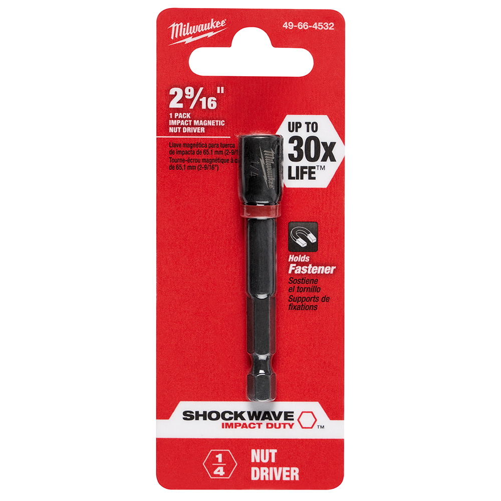 Milwaukee SHOCKWAVE 1/4 Inch x 2-9/16 Inch Magnetic Nut Driver from GME Supply