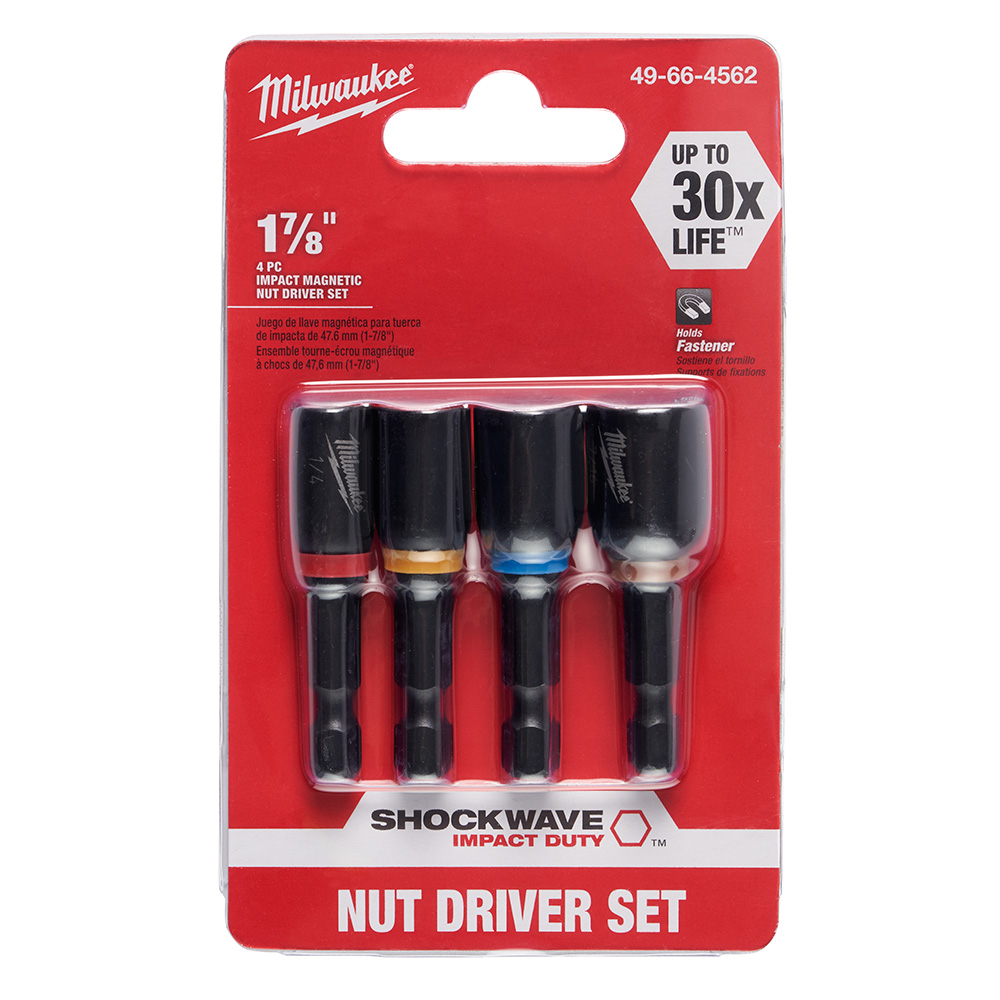 Milwaukee SHOCKWAVE Impact Duty 1-7/8 Inch 4 Piece Magnetic Nut Driver Set from GME Supply