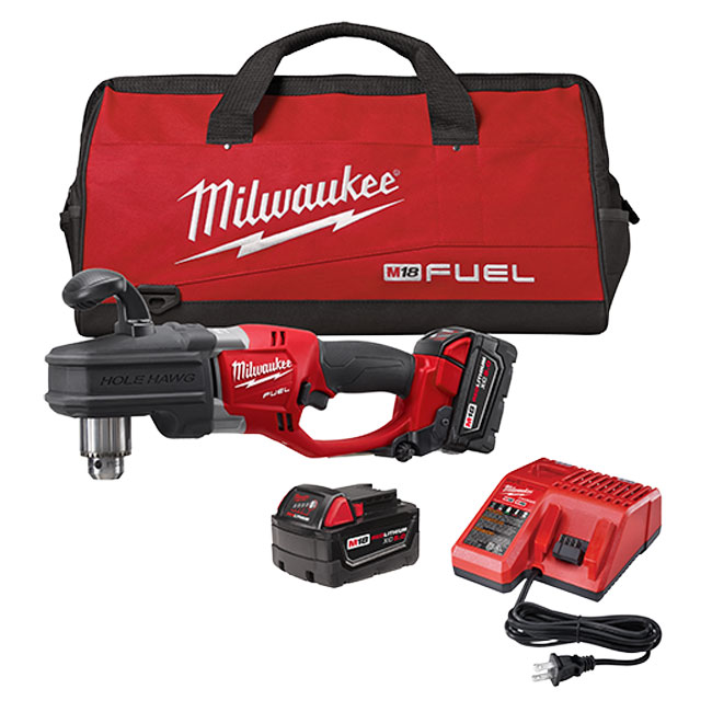 Milwaukee M18 FUEL HOLE HAWG 1/2 Inch Right Angle Drill Kit from GME Supply