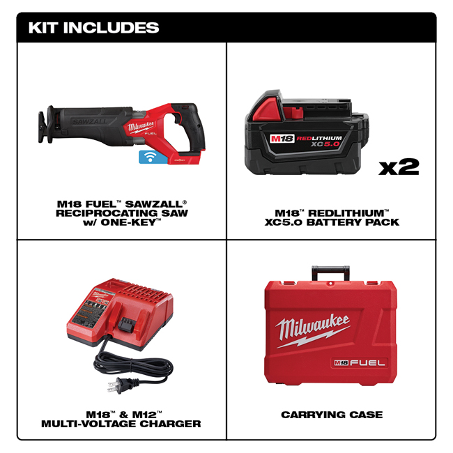 Milwaukee M18 FUEL SAWZALL Recip Saw with OneKey with Optional Kit