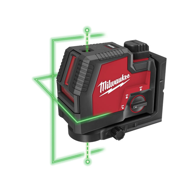 Milwaukee USB Rechargeable Green Cross Line & Plumb Points Laser from GME Supply