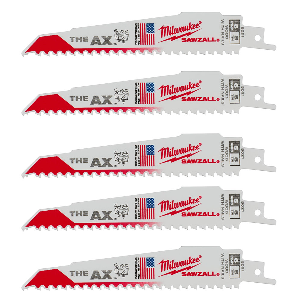 Milwaukee 5 TPI Wood with Nails AX SAWZALL Blade (5 Pack Milwaukee 5 TPI Wood with Nails AX SAWZALL Blade (5 Pack