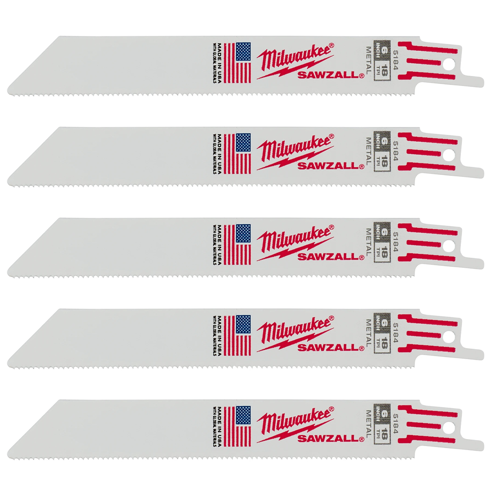Milwaukee 18 TPI Thin Kerf Metal SAWZALL Blade (5 Pack) from GME Supply