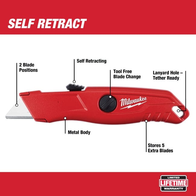 Milwaukee Self Retracting Utility Knife - GME Supply