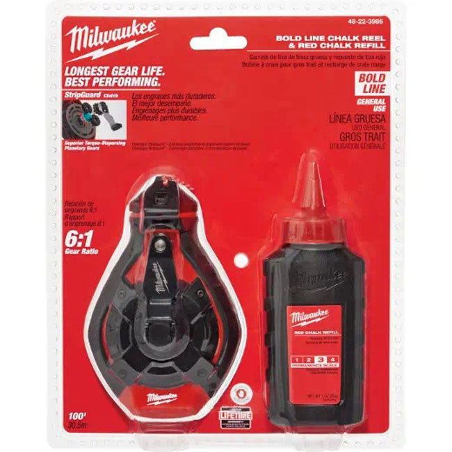 Milwaukee 100 Foot Bold Line Kit with Red Chalk from GME Supply