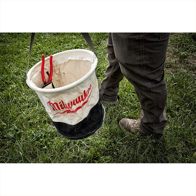 Milwaukee 75 lb Canvas Utility Bucket with Pockets from GME Supply