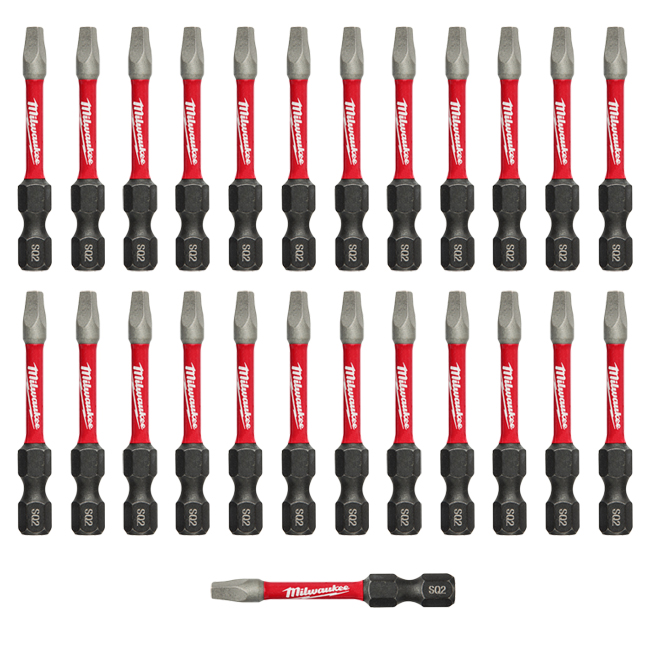 Milwaukee SHOCKWAVE Insert Bit 2 Inch Square Recess #2 (25 Pack) from GME Supply