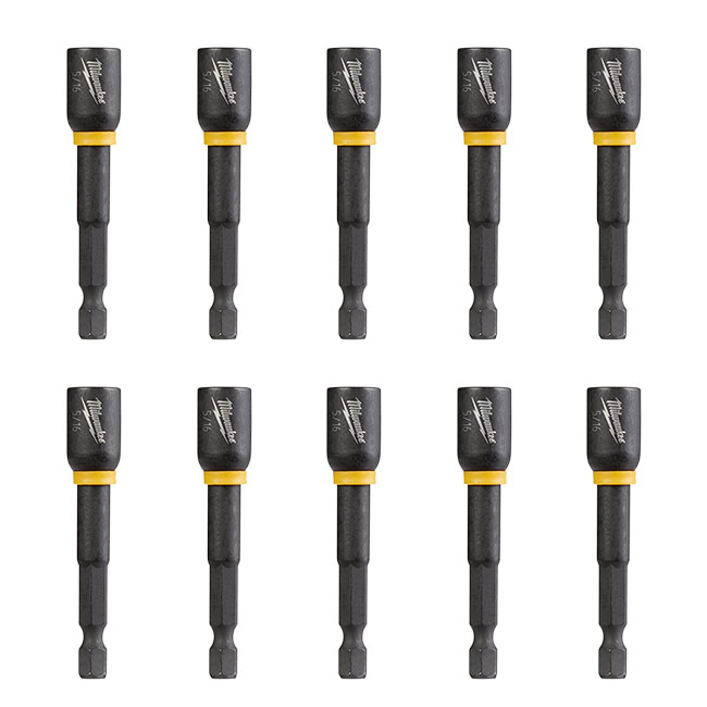 Milwaukee SHOCKWAVE 5/16 Inch x 2-9/16 Inch Magnetic Nut Driver (10 Pack) from GME Supply