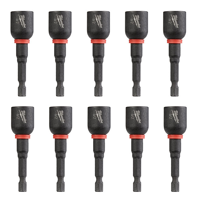 Milwaukee SHOCKWAVE 1/2 Inch x 2-9/16 Inch Magnetic Nut Driver (10 Pack) from GME Supply