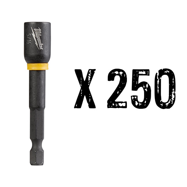 Milwaukee SHOCKWAVE 5/16 Inch x 2-9/16 Inch Magnetic Nut Driver (250 Pack) from GME Supply