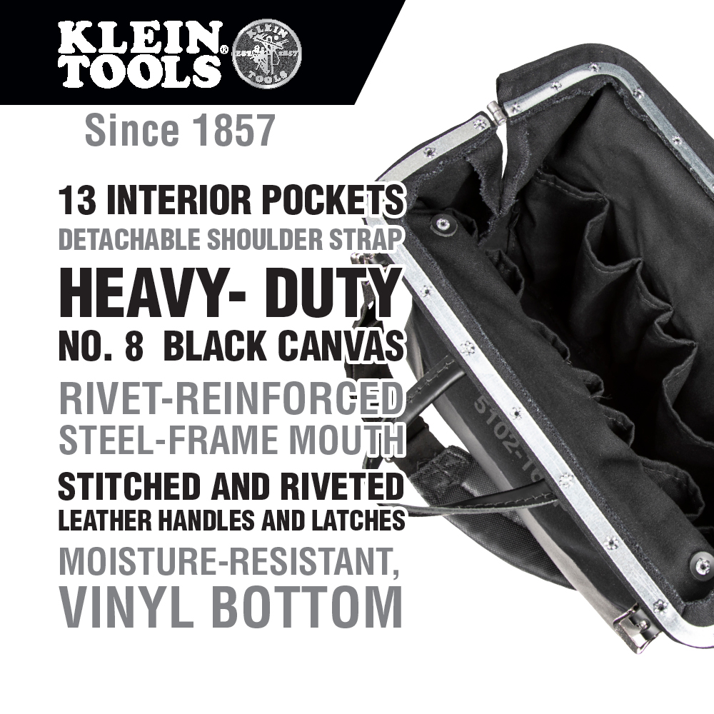 Klein Tools Black Canvas Deluxe Tool Bag from GME Supply