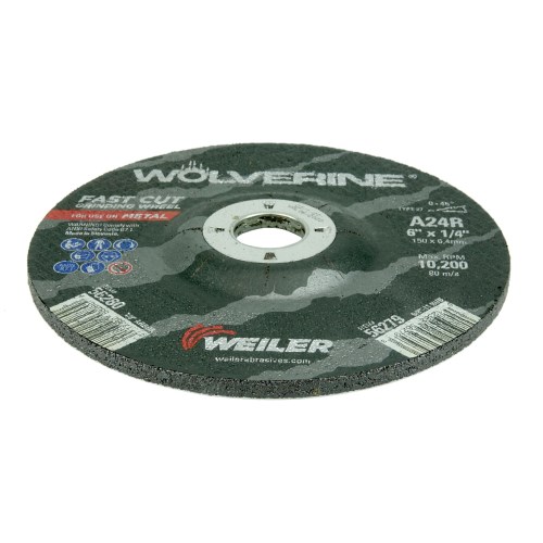 Weiler Wolverine Type 27 Grinding Wheel 6Inch x 1/4Inch A24R