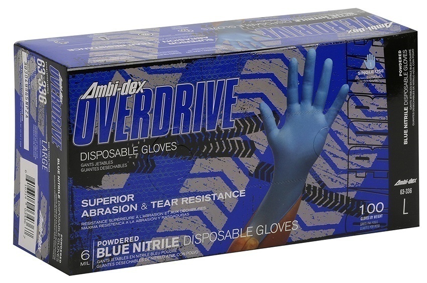 Ambi-dex Overdrive 6 Mil Powdered Nitrile Glove with Textured Grip (Box of 100) (General) from GME Supply