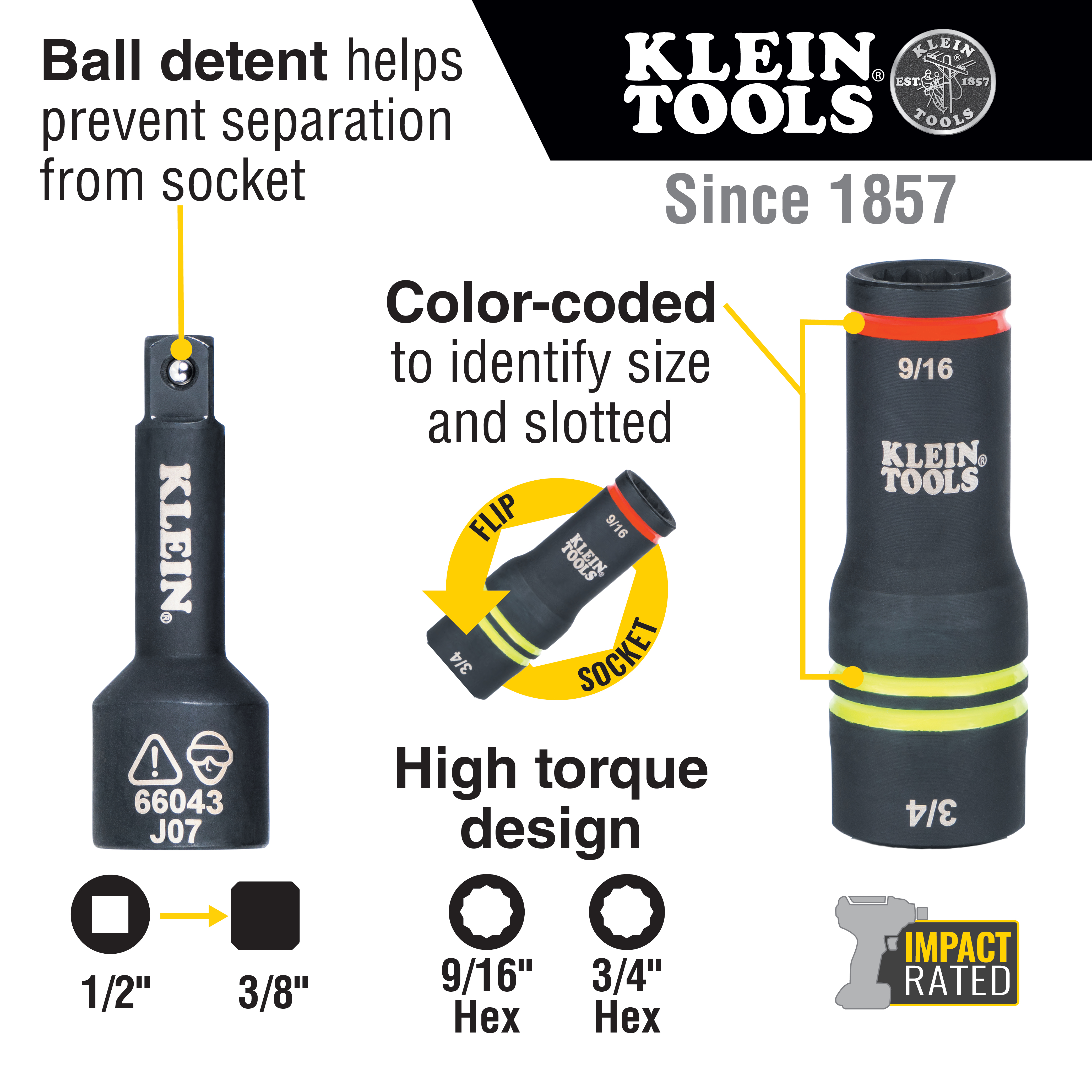 Klein Tools 3-in-1 Flip Impact Socket from GME Supply