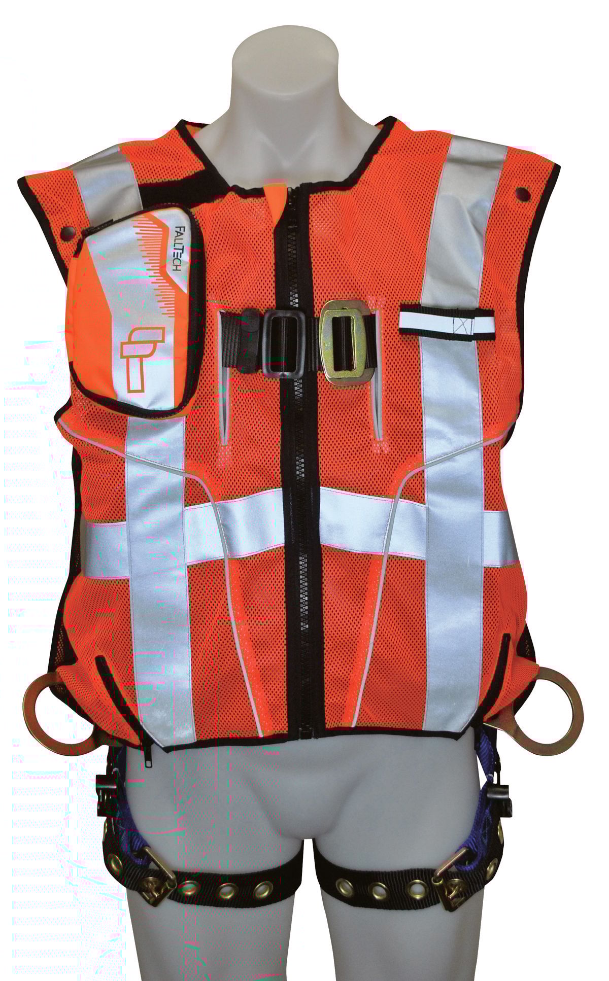 FallTech HighVisibility 3 DRing Vest Climbing Harness