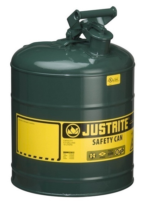 Justrite Type 1 Galvanized Steel Safety Can - 5 Gallon from GME Supply