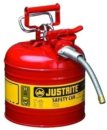Justrite Type 2 AccuFlow Steel Safety Can 5/8 Inch Hose - 2 Gal from GME Supply