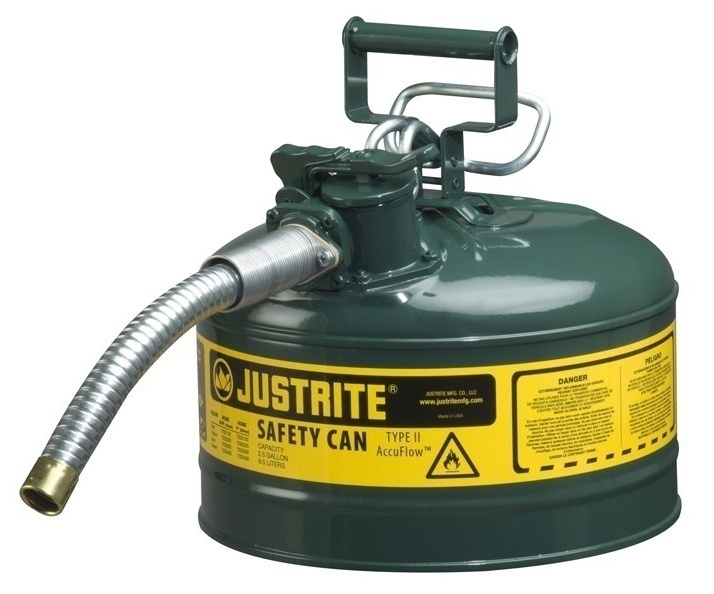 Justrite Type 2 AccuFlow Steel Safety Can 1 Inch Hose - 2.5 Gal from GME Supply