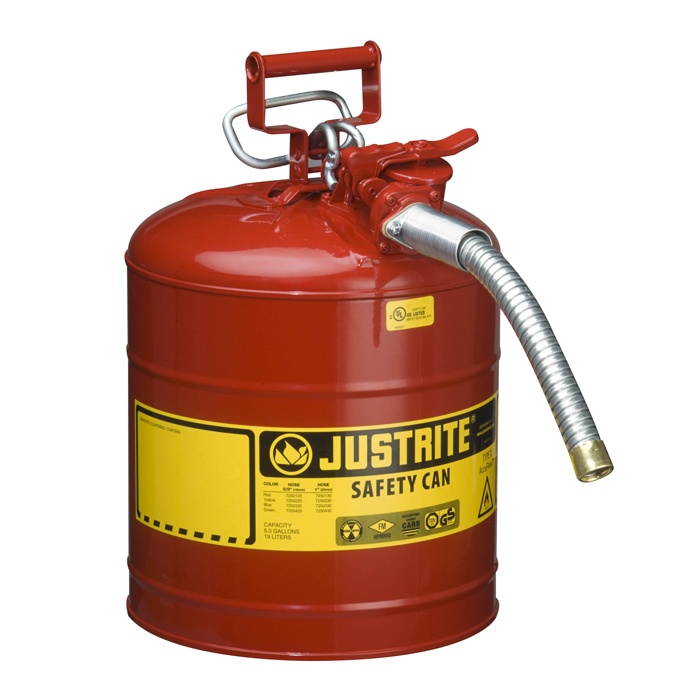 Justrite Type 2 Flammables AccuFlow Steel Safety Can - 5 Gallon Red - 7250130 from GME Supply