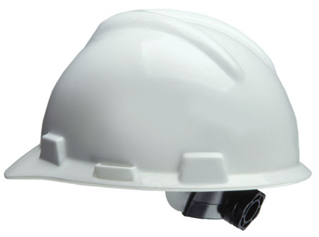 MSA V-Gard Protective Hard Cap w/Fas-Trac Ratchet Suspension-White from GME Supply