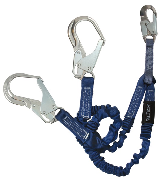 FallTech 8240Y3A ElasTech Shock Absorbing Twin Leg Lanyards wtih Aluminum Rebar Hooks from GME Supply