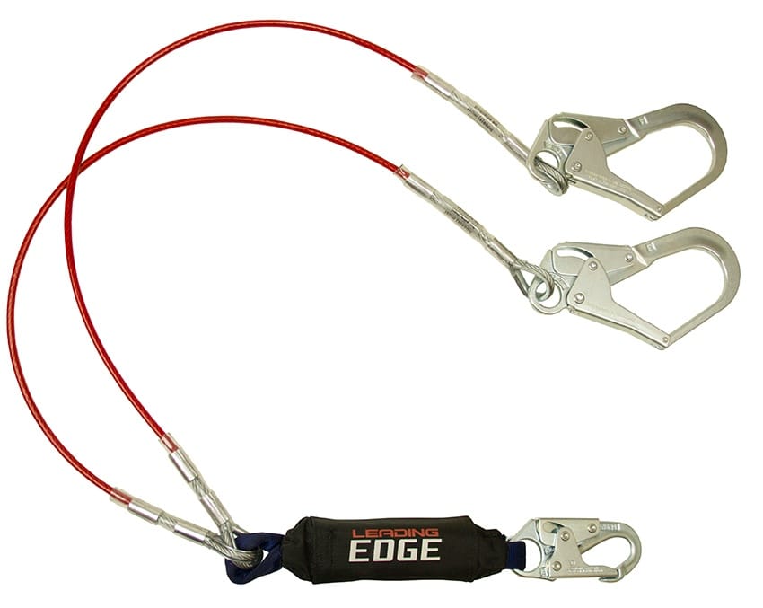 FallTech Leading Edge Twin Leg Lanyard with Rebar Hooks from GME Supply