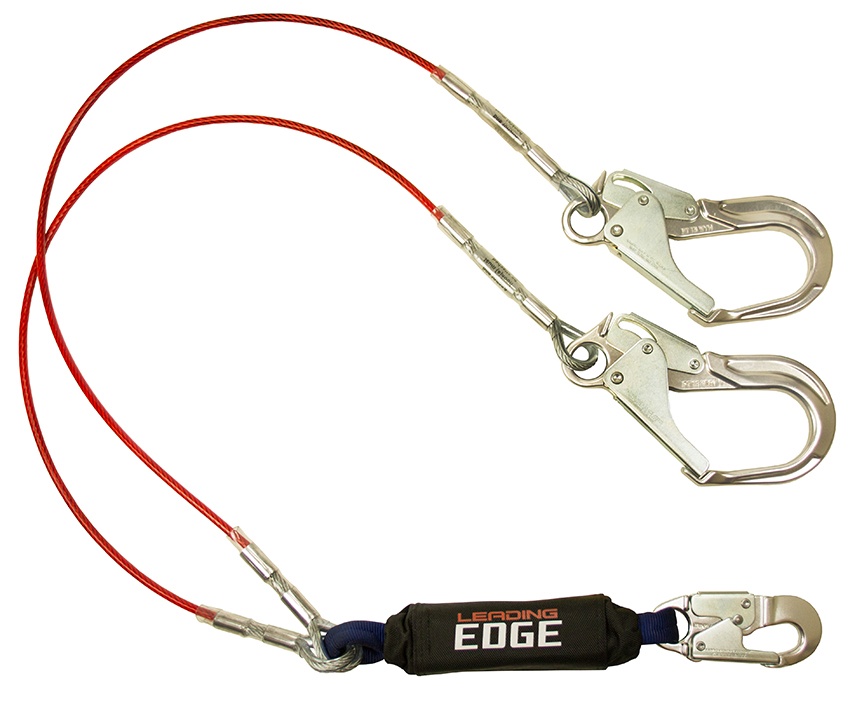 FallTech 8354LEY3A Leading Edge Restraint Twin Leg Lanyard with Aluminum Rebar Hooks from GME Supply